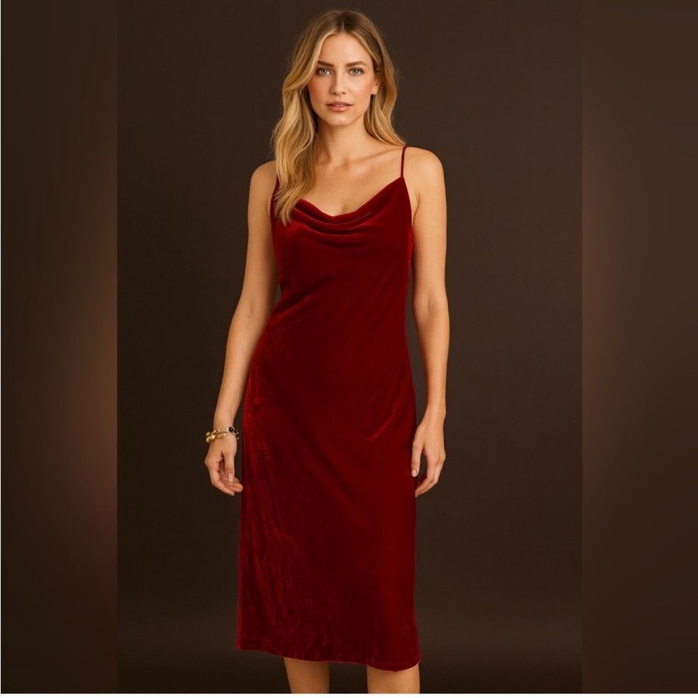 PAPARAZZI Red Velvet Midi Dress NWT